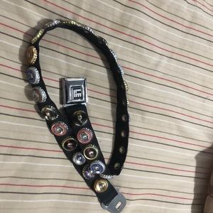 Seat belt beer bottle cap belt.